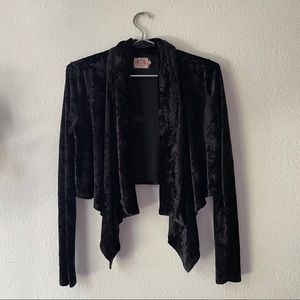 Y2K Juicy Couture Black Velvet Cropped Cardigan S